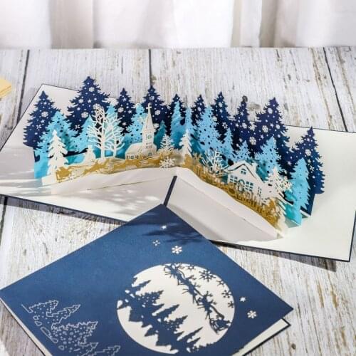 Merry Christmas Cards 3D Pop UP Christmas Tree Winter Gift Pop-Up Cards Christmas Decoration Gift New Year Greeting Cards