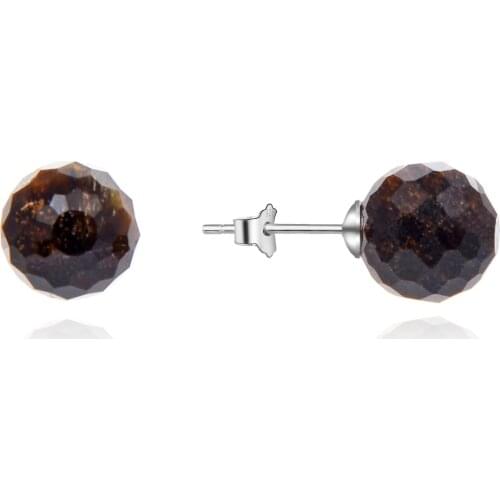 Beritafon 925 Sterling Silver Tiger‘s Eye Gemstones Stud Earring for Women or Girls