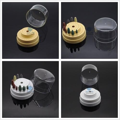 Dental 10 Silicone Rubber Polishing Burs and Plastic Burs Holder Block Case 60 Holes