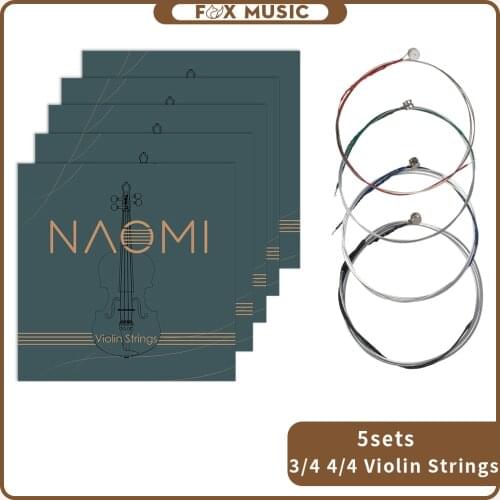 5 Sets Naomi Violin Strings G-D-A-E Exquisite Stainless Steel Strings 3/4 4/4 Universal Violin Strings Durable Use