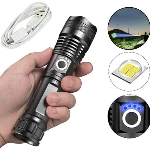 2000 Lumens LED Telescopic Zoom Flashlight Aluminum Alloy Strong Light Flashlight USB Charging Power Display Outdoor Lighting
