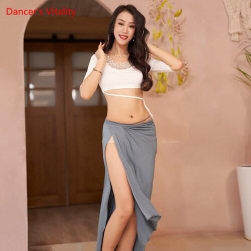 Belly Dance Top Or Hip Scarf Half Sleeves Shirt Sequins Skirt Practice Clothes Oriental Dancing Female Performance Clothing