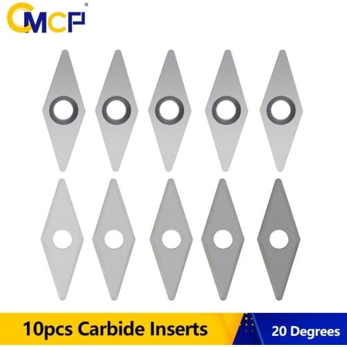 CMCP 10pcs Wood Lathe Turning Tools VEMN 160208 160202 20 Degrees Carbide Inserts For Lathe Turning Tools