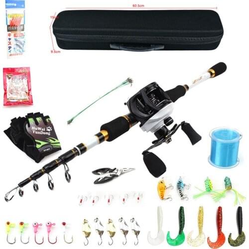 2.1m 2.4m 2.7m Fishing rod with reel and bag Carbon Telescopic lure rod Casting fishing Rod and Casting Rods set Weight 7-28g