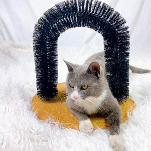 Comfortable Arch Cats Massager Pet Cat Itching Grooming Supplies Round Fleece Base Kitten Toy Scratching Device Brush for Pets