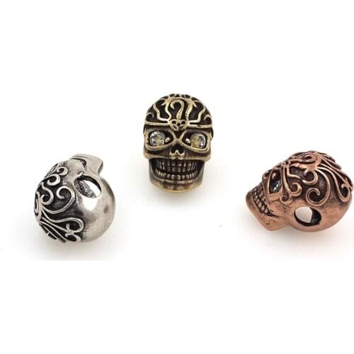 Retro Pattern Skull Spacer Beads, Beaded Charm, DIY Jewelry Bracelet Necklace Making Accessories 10.3x8.5x9.5MM