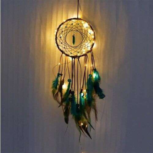 Wind Chime LED Light Home Decor Modern Turquoise Fashion Net Room Dreamcatcher Ornament New Year 2021