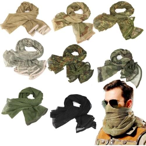 Military Camouflage Tactical Mesh Breathbale Scarf Sniper Face Veil Scarves For Camo Airsoft Hunting Cycling Neckerchief