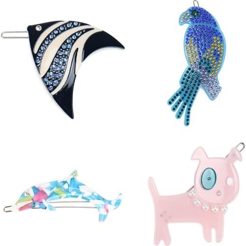 New Style Marine Series Dolphin Hair Clip Cute Dolphin Shape Cellulose Acetate Hairpins Dolphin Hair Clips for Girls