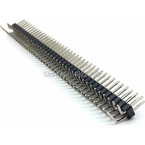 10pcs/lot 2x40 Pin Header 2.54mm Double Two Row Male 2x40pin Right Angle Connector Strip Curved Needle