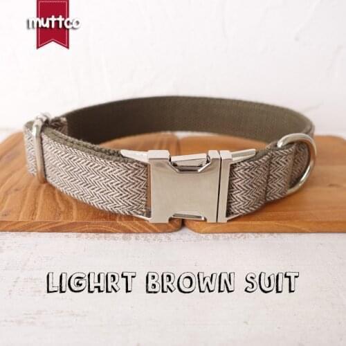 10pcs/lotMUTTCO pet dog ID tag collar leash LIGHRT BROWN SUIT self-design adjustable puppy nameplate collar 5 sizes UDC119