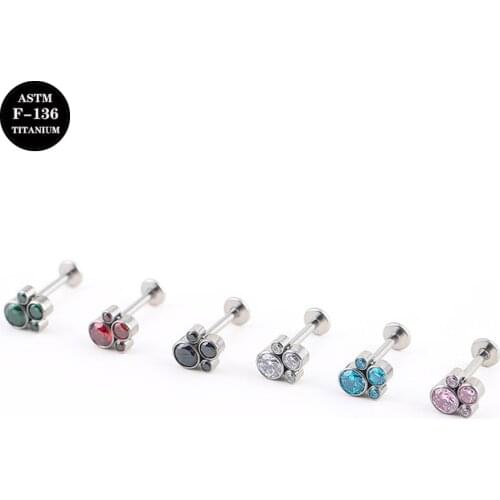 16G Implant Grade Titanium ASTM F136 Internal Thread Screw labret Cat Palm Gem Cartilage Helix Ear Piercing body Jewelry