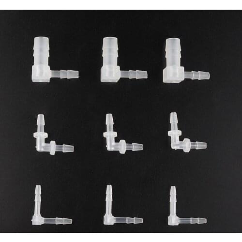 5Pcs 1.6mm 2.4mm PP Elbow Connector Aquarium Fish Tank 90 Degree Reducing Pagoda Connectors L-Type Air Pump Silicone Hose Joints