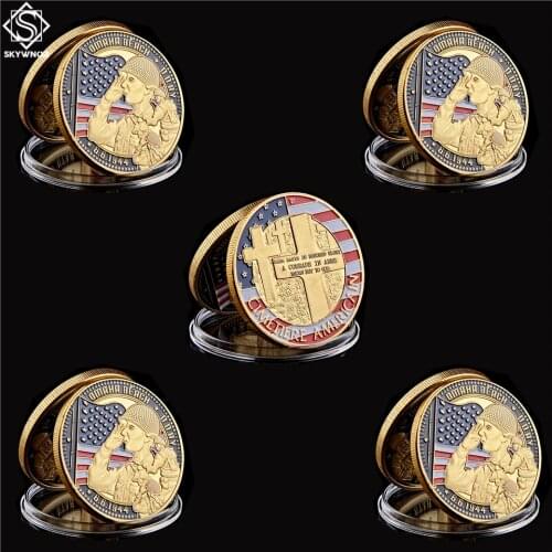 5PCS WWII 1944.6.6 Euro Omaha Beach Land Cimetiere Metal Challenge Coin Collectibles