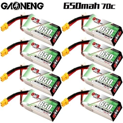 8PCS GNB for DYS FPV Racing Drone 4 Axis RC Drone Parts HV Lipo Battery 650mAh 7.4V 2S 70C/140C withT/JST/XT-60/XT30U-F Plug