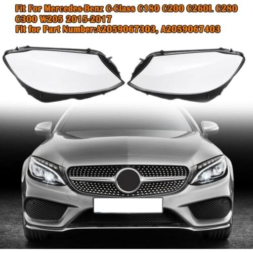 Headlight Lens Lampshade Clear Cover Fit For Mercedes-Benz W205 C180 C200 C300 2015-2017 Headlamp Shell Car Accessories