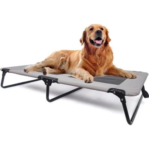 Automatic folding pet camping bed free installation gray Oxford cloth breathable dog bed