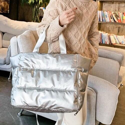 Large Capacity Shoulder Bag For Women 2020 New Winter Space Cotton Handbag Nylon Waterproof Warm Tote Bag Female Shopping Clutch