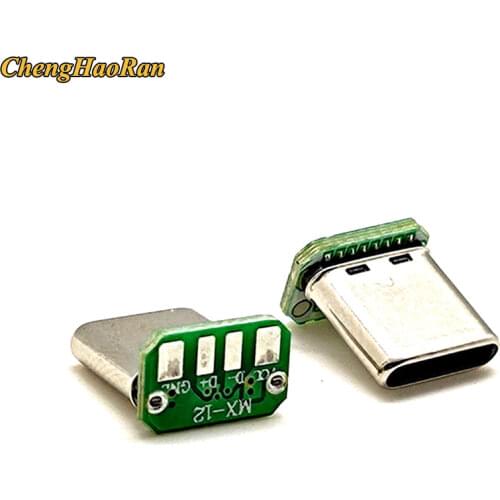 ChengHaoRan 10pcs USB 3.1 type C male vertical patch board 16pin data band PCB USB tape board male head 16p usb c connector