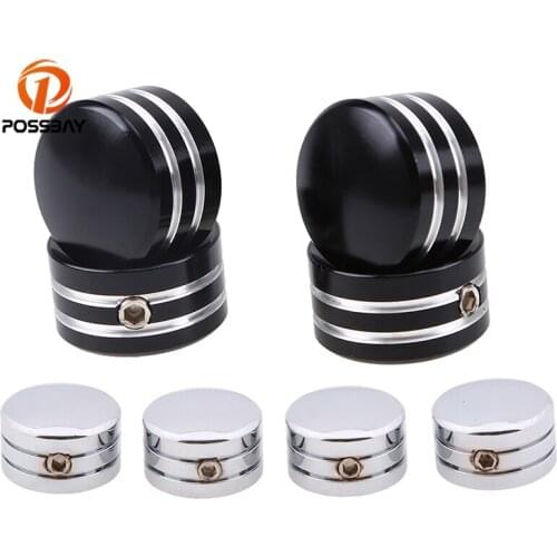 POSSBAY 4pcs Black/Silver Motorcycle Head Bolt Covers Case for Harley-Davidson Twin Cam models 1999-Later Spark Plugs Side Case