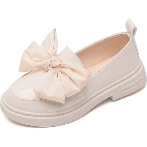 CUZULLAA Children Spring Fashion Patent Leather Shoes Kids Girls Butterfly-Knot Slip-On Casual Shoes Size 26-36
