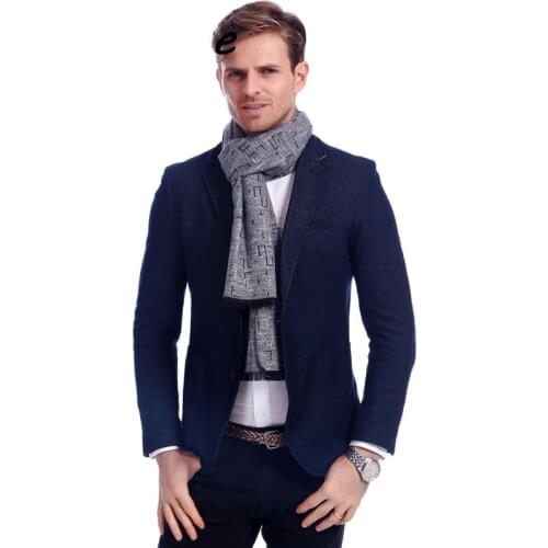 Designer Brand silver Grey Winter Business Men Scarves soft Warm Stripe Viscose Blend Scarf A3A18900
