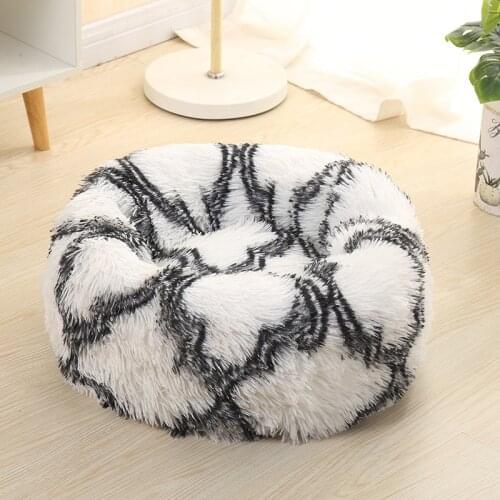 Plaid Stripes Large Dog Sofa Bed Round Long Plush Dog Kennel Pet Cat Bed Mats Warm Sleeping Dogs House Dog Basket Pet Cushion