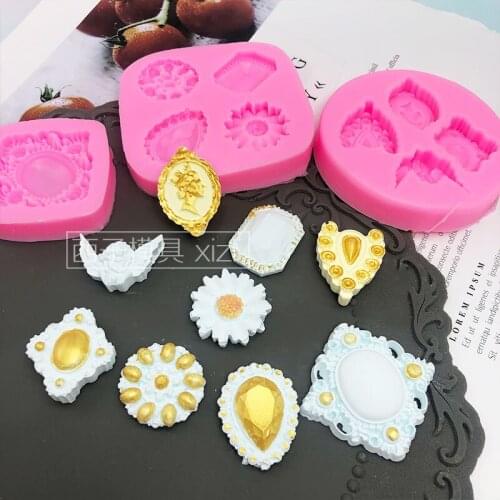 European jewelry diamond silicone mold chocolate turn sugar cake decoration baking tool candle plaster mold resin mold