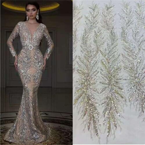 SJ Lace Latest African Lace Fabric 2021 High Quality French Lace Fabric Tulle Sequins Nigerian Lace Wedding Dress Sewing r5-43