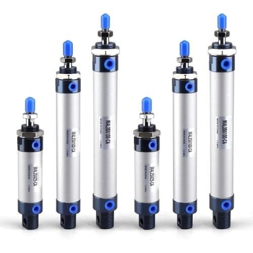 MAL Series Mini Pneumatic Air Cylinder 16mm 20mm 25mm 32mm Bore 25mm - 300mm Stroke Double Acting Single Rod Aluminum Alloy