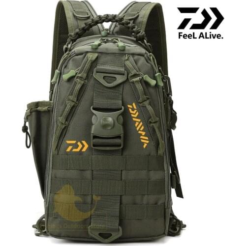 Daiwa Mens Tactical Fishing Backpack Outdoor Sport Shoulder Bag Multi-function Breathable Zipped Fishing Bag New Fishing Bag