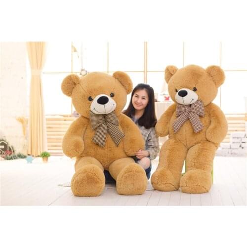 Stuffed toy huge 180cm light brown teddy bear plush toy bowtie bear soft doll sleeping pillow,Christmas gift b1407