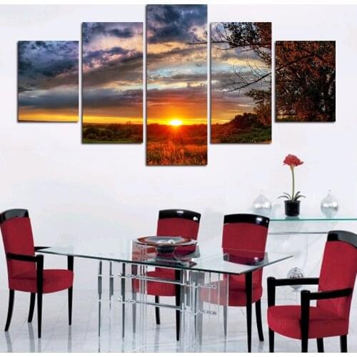 2017 New Hot Unframed 5 Piece Landscape HD Print Trees Modern Home Wall Decor Canvas Picture Art Oil Painting On Canvas Artworks