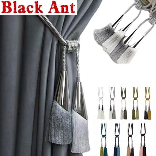 Wholesale Light Curtains Tie Backs Hanging Curtain Tassel Ball Luxury Metal Straps Rope Buckle Modern Bedroom Decor CP-QT057#4