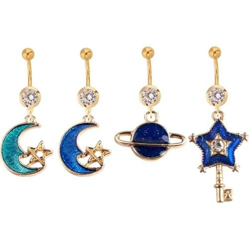 Gold Color Galactic Galaxy Navel Piercing Fashion Women Belly Button Ring Piercing Nombril Piercing Ombligo Sexy Pirsing Ombligo