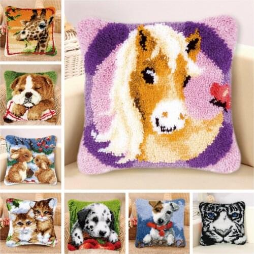 PrajnaAnimal Embroidery Latch Hook Rug Mat Canvas Latch Hook Tapijt Kit Knitted Fomiaran For Needlework Cross Stitch Crocheting