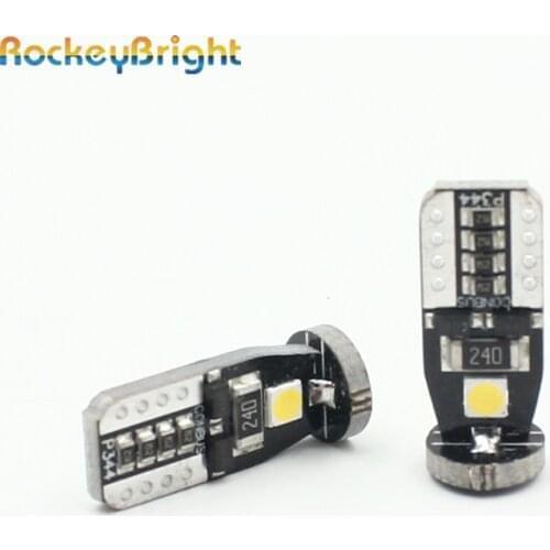 Rockeybright Car 3SMD 194 168 501 W5W T10 Canbus LED bulbs white No OBC Error parking trunk light interior license plate lamps