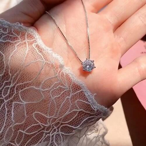 Silver Necklace Single Diamond Accessories Female Fashion All-match Temperament Clavicle Chain Party Trend Necklace For Women