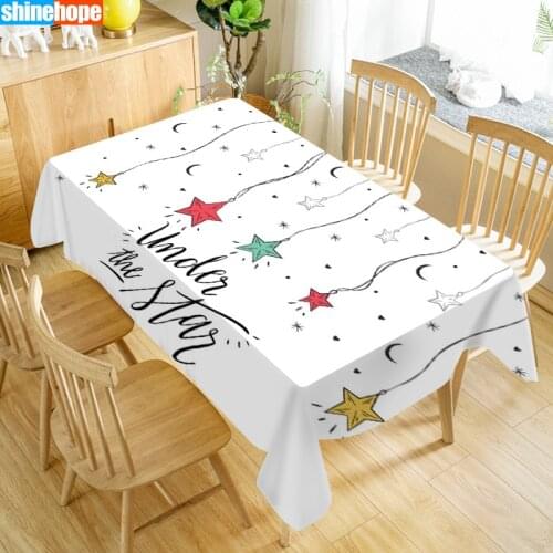 Five-Pointed Star Pattern Tablecloth Waterproof Fabric Rectangular Dust-proof Table Cover For Party Home Decor TV Covers