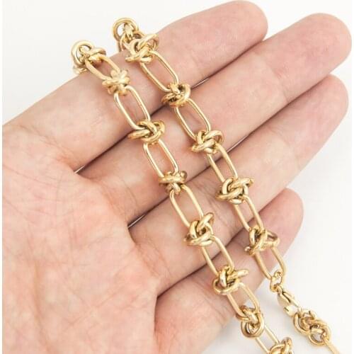 Thick Knot Bracelet Bangle For Women Men Stainless Steel Chain Heavy Gold Color Metal Collar Choker Fashion Women Punk Jewelry