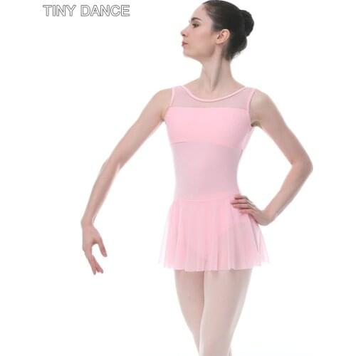 Sleeveless Low Back Skirted Leotard for Ballet Dance Classes and Rehearsals Practice Clothes Stretchy Fabric Bodywear 03D0334