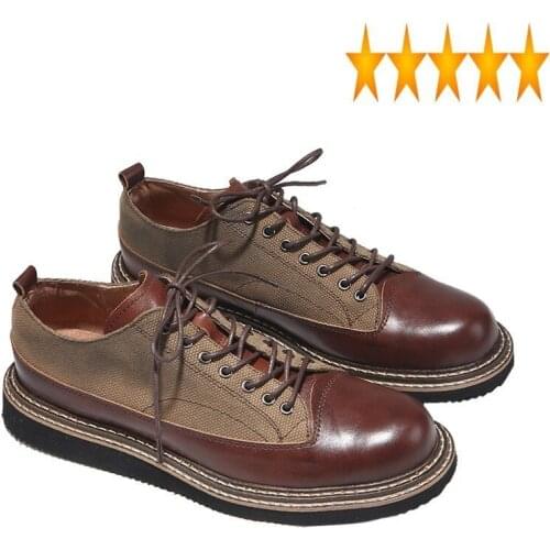 Genuine Retro British Oxfords Leather Dress Mens Round Toe Platform Mixed Colors Business Cowhide Shoes Male