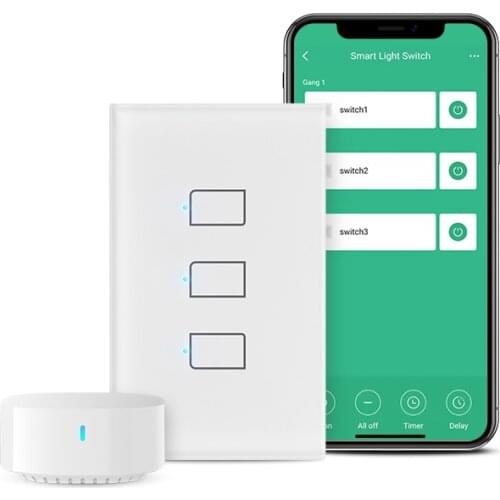 BroadLink TC3 US Smart Wi-Fi Light Switch with 2-Way feedback, No Neutral line, Compatible with Alexa, Google Home and IFTTT