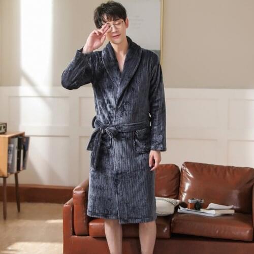 Thicken Warm Couple Style Flannel Robe Winter Long Sleeve Bathrobe Sexy V-Neck Women Men Nightgown Lounge Sleepwear Home Clothes
