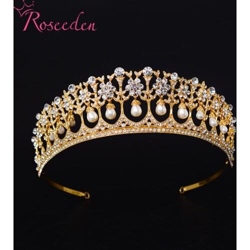 Crystal Vintage Royal Queen King Tiaras and Crowns Pageant Prom Diadem Hair Ornaments Wedding Hair Jewelry Accessories RE3424