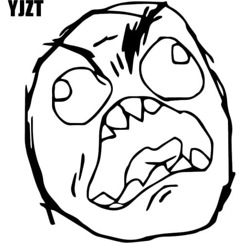 YJZT 15.5X17.8CM RAGE FACE MEME Rear Windshield Decoration Vinyl Decal Car Sticker C25-1060