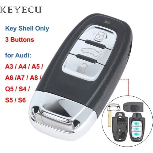 Keyecu Replacement Smart Remote Key Shell Case Fob 3 Buttons for A3 A4 A5 A6 Q5 Q8 S4 S5 2008 2009 2010 2011 2012 (Shell Only)