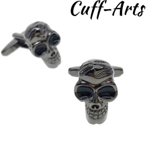 Cuff links for Mens Black Skull Cufflinks High Quality Mens Cufflinks Gifts for Men Shirt Cuff links by Cuffarts C10195