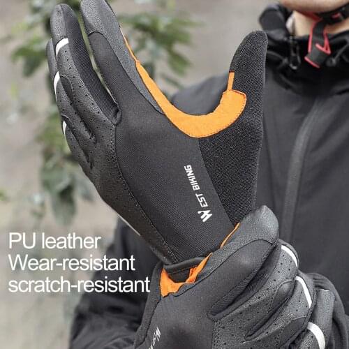 1 Pair Unisex Themal Lined Touch Screen Faux Leather Cycling Full Finger Gloves Outdoor Camping Hiking Gloves перчатки зимние
