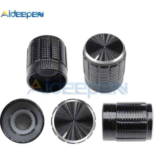 10pcs Potentiometer Knob Aluminum Knobs Cap Inner Diameter 6MM 15x17mm Black Color Caps Electronic Component Rotary Switch